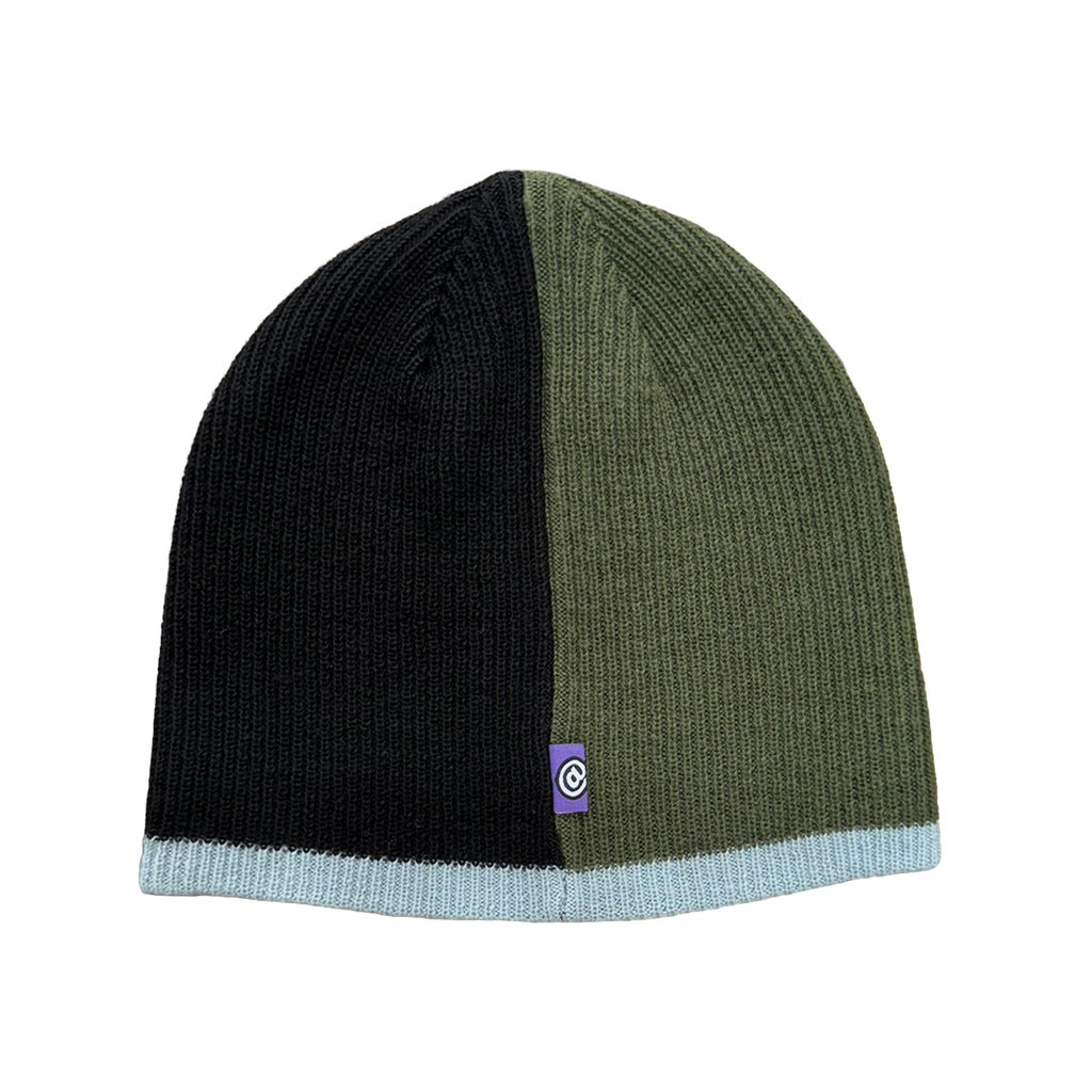 Striped Beanie - Khaki / Blue / Black