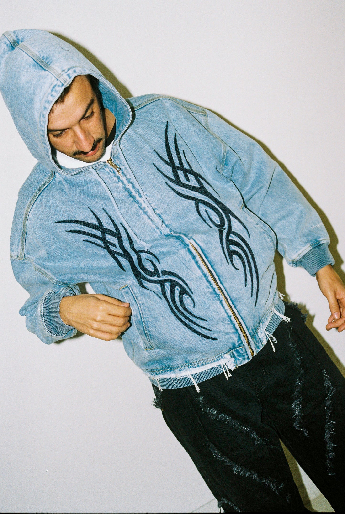 Tribal Zip Up Hoodie - Vintage Blue