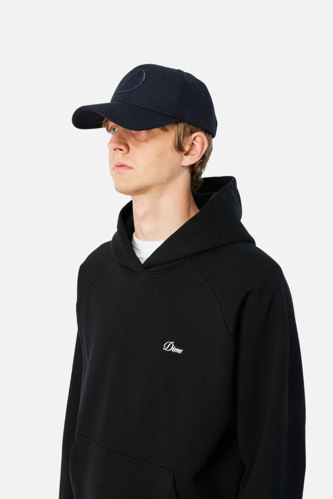 D Full Fit Cap - Herringbone Navy