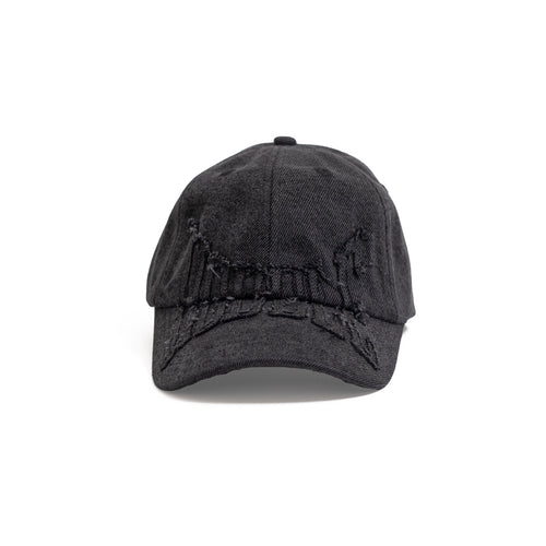 Denim Applique Cap - Black