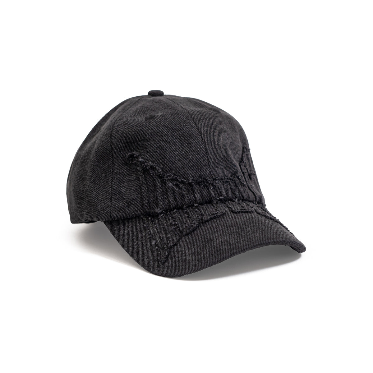 Denim Applique Cap - Black
