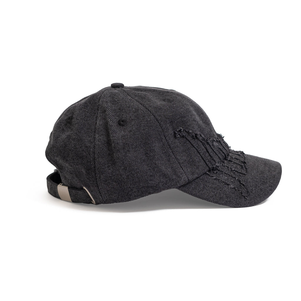 Denim Applique Cap - Black