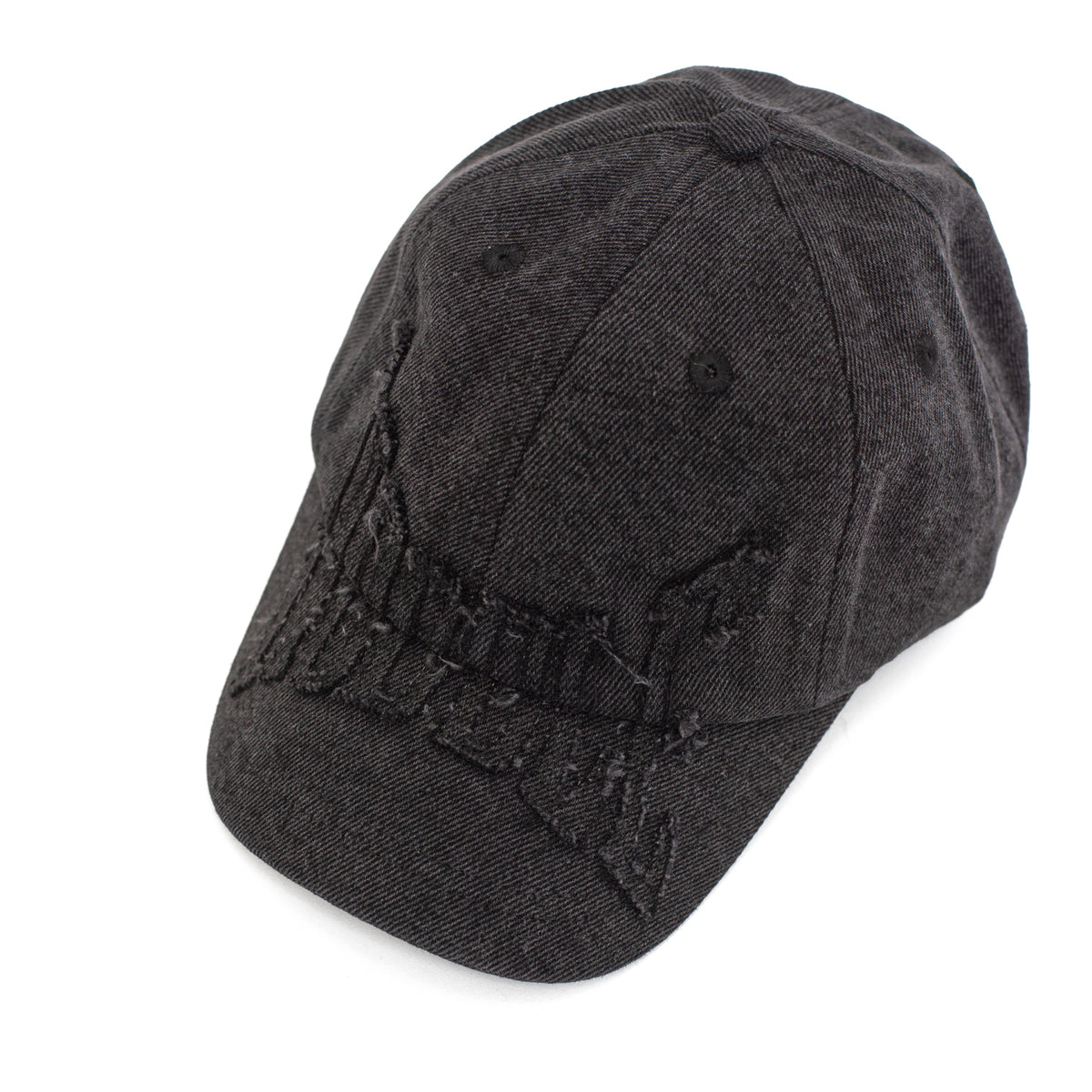 Denim Applique Cap - Black