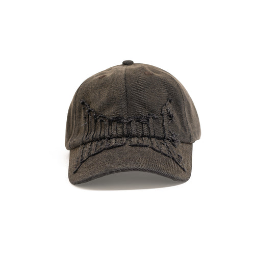 Denim Applique Cap - Brown