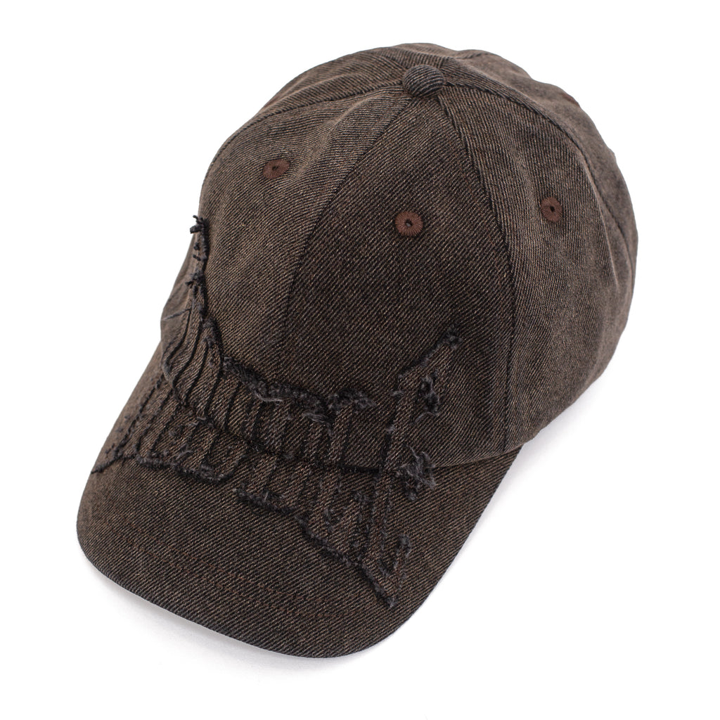 Denim Applique Cap - Brown