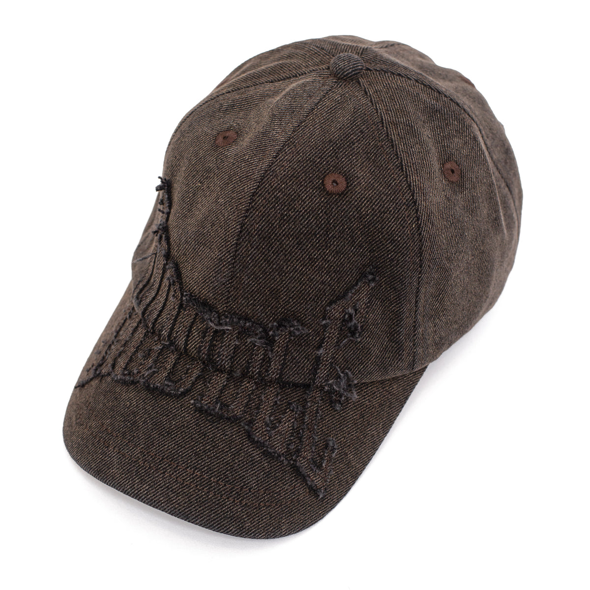 Denim Applique Cap - Brown
