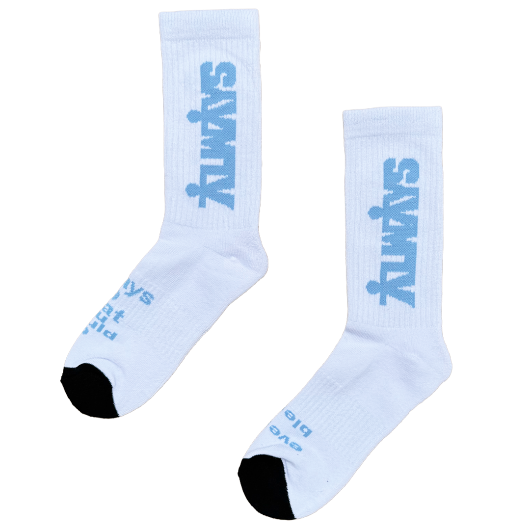 Human Socks - White / Baby Blue