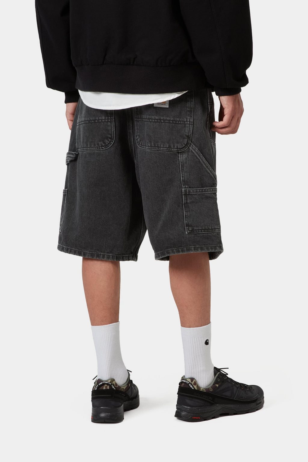 Double Knee Short - Black (Stone Washed)