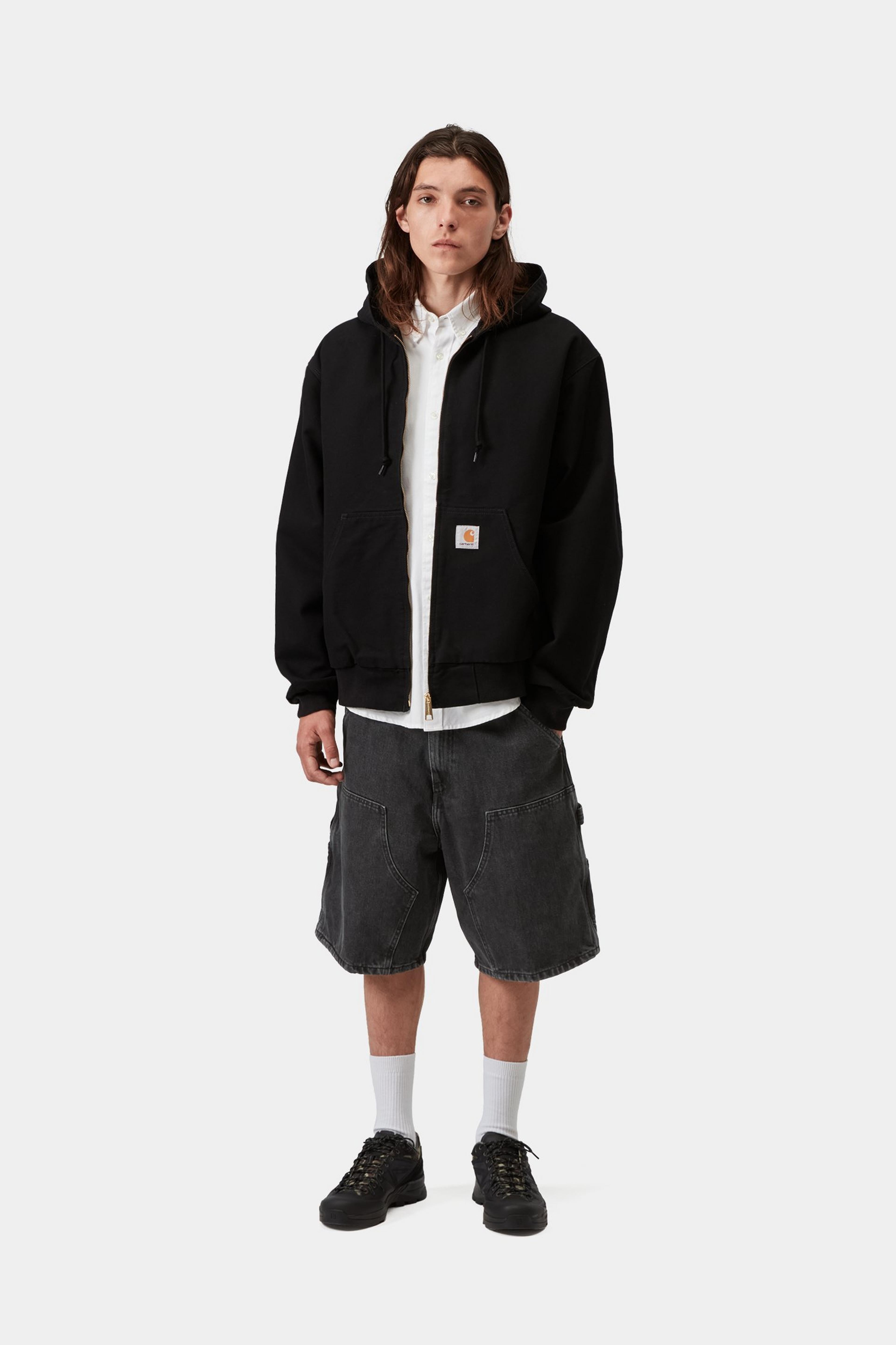Double Knee Short - Black (Stone Washed)
