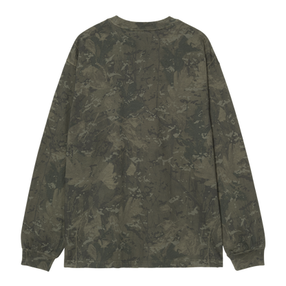 L/S Camo Combi Tee - Green / Olive, Garment dyed