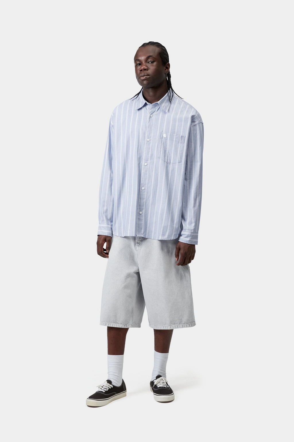 Beale L/S Shirt - Stripe, Gentle Blue / White