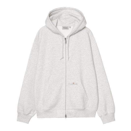 Hooded WIP Label Sweat Jacket - Ash Heather