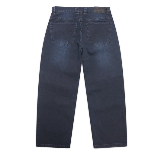 Ivory Slub Jeans - Dark Denim Faded