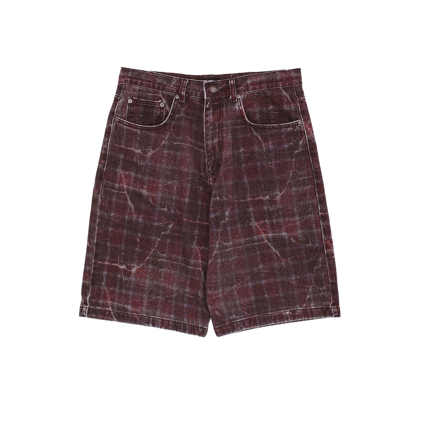 Miller Plaid Denim Short - Red Plaid