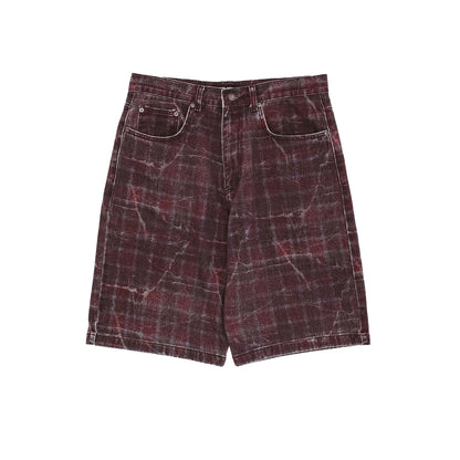 Miller Plaid Denim Short - Red Plaid