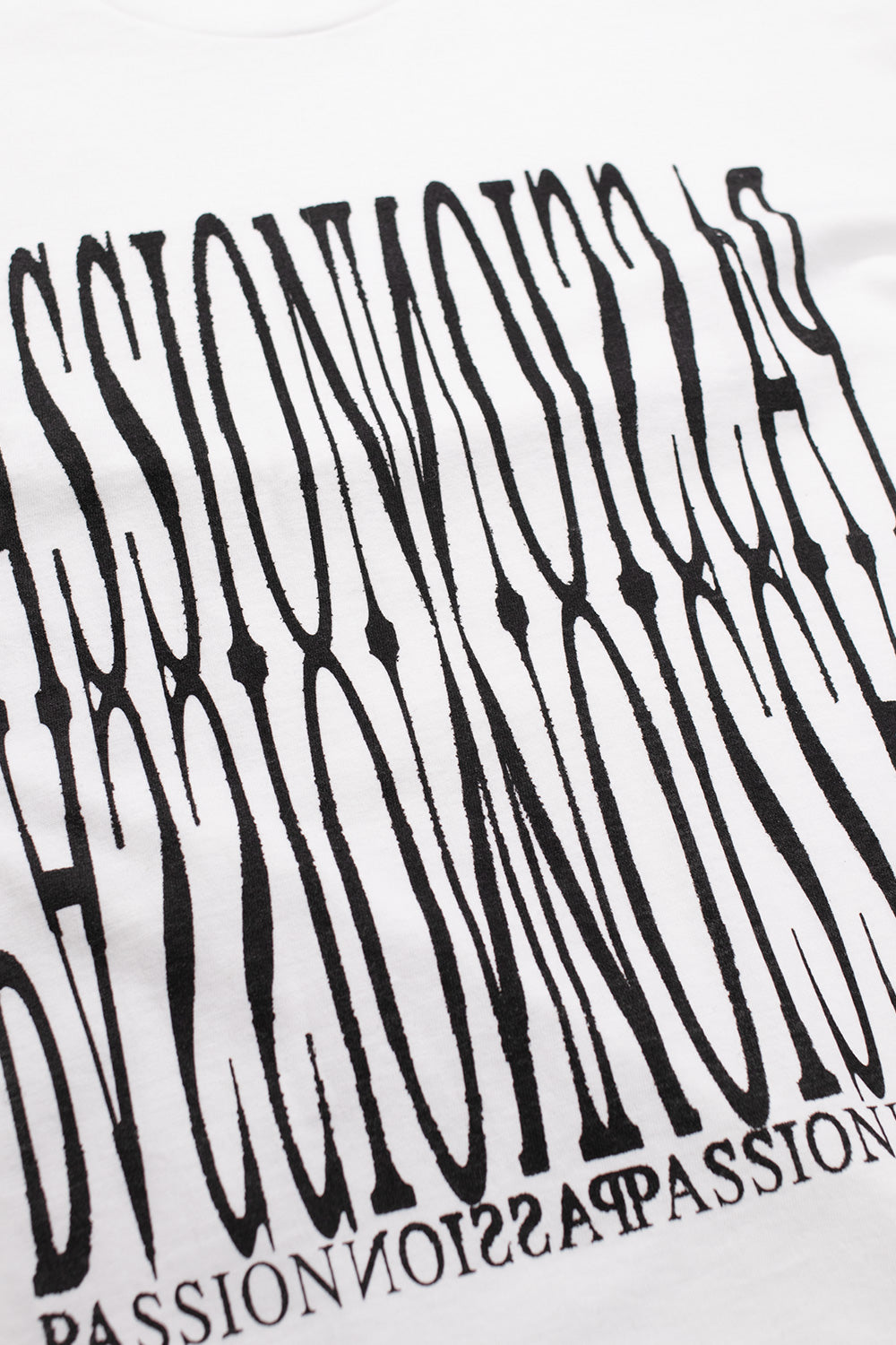 Black and white abstract pattern with text on a white background