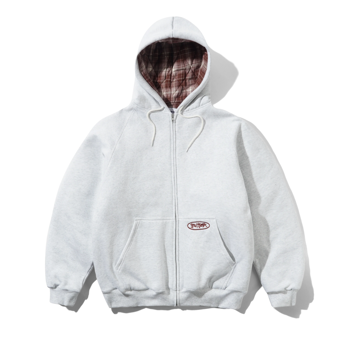 Plaid Lined Zip-Thru Hood - Ash