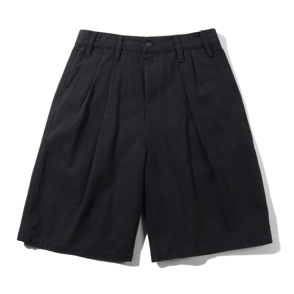 Pleated Shorts - Washed Black