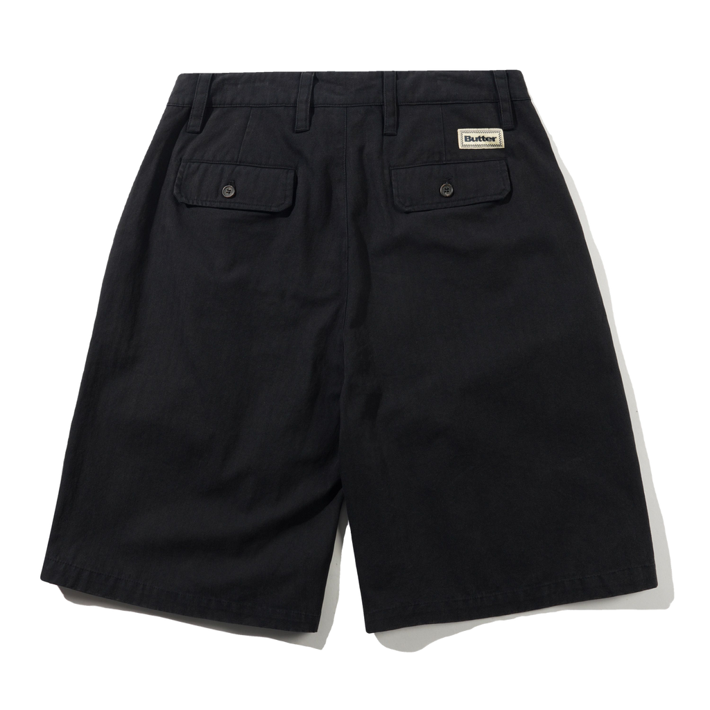 Pleated Shorts - Washed Black