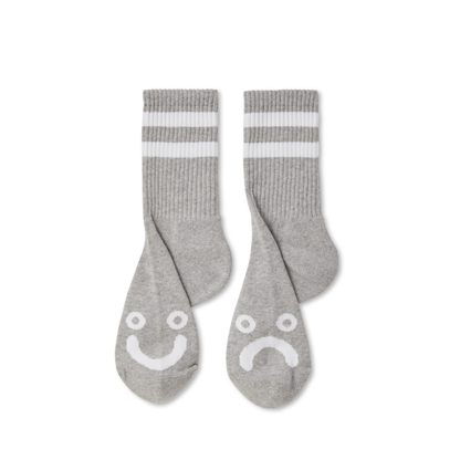 Happy Sad Socks - Heather Grey / White