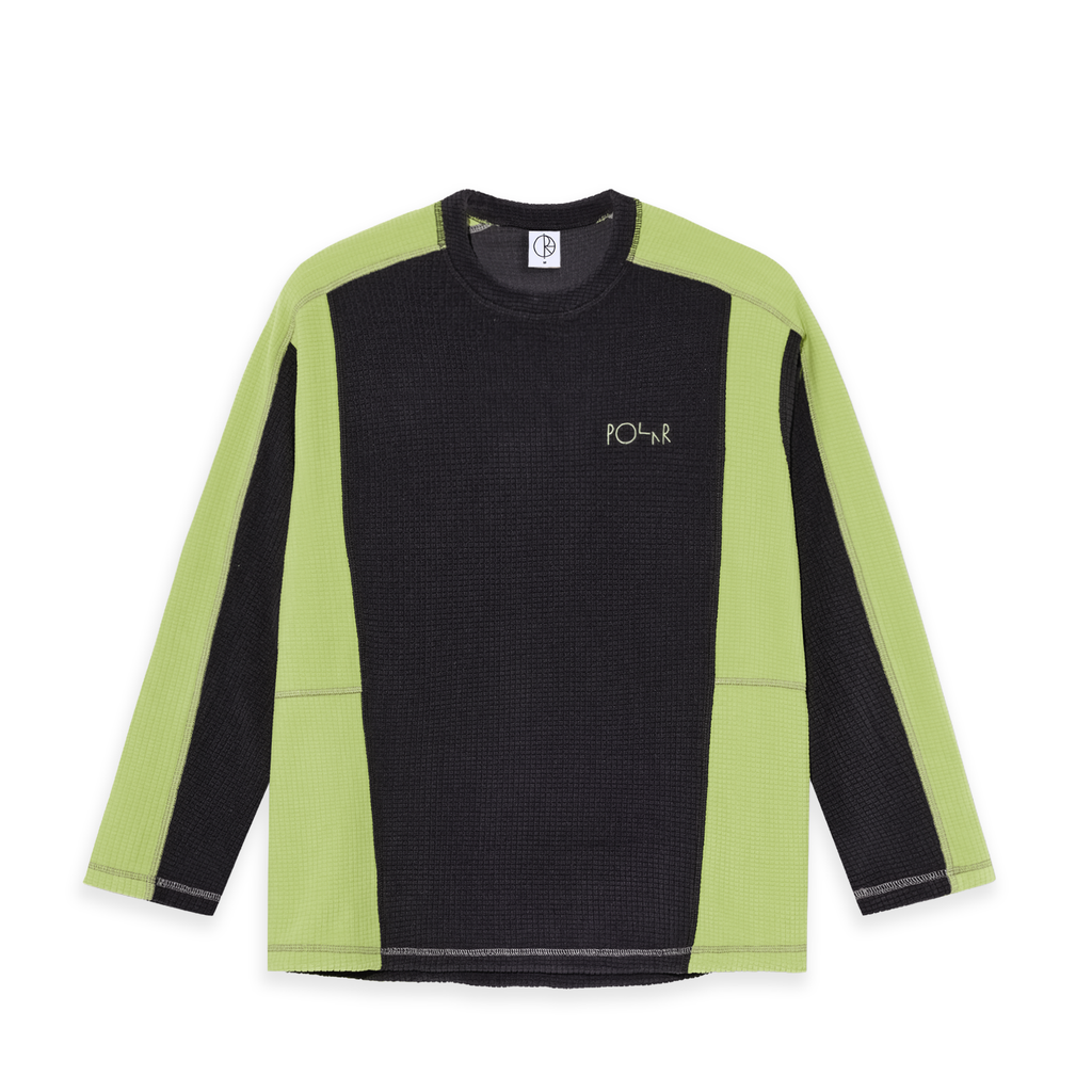 Grid Fleece Sweater - Black / Chartreuse