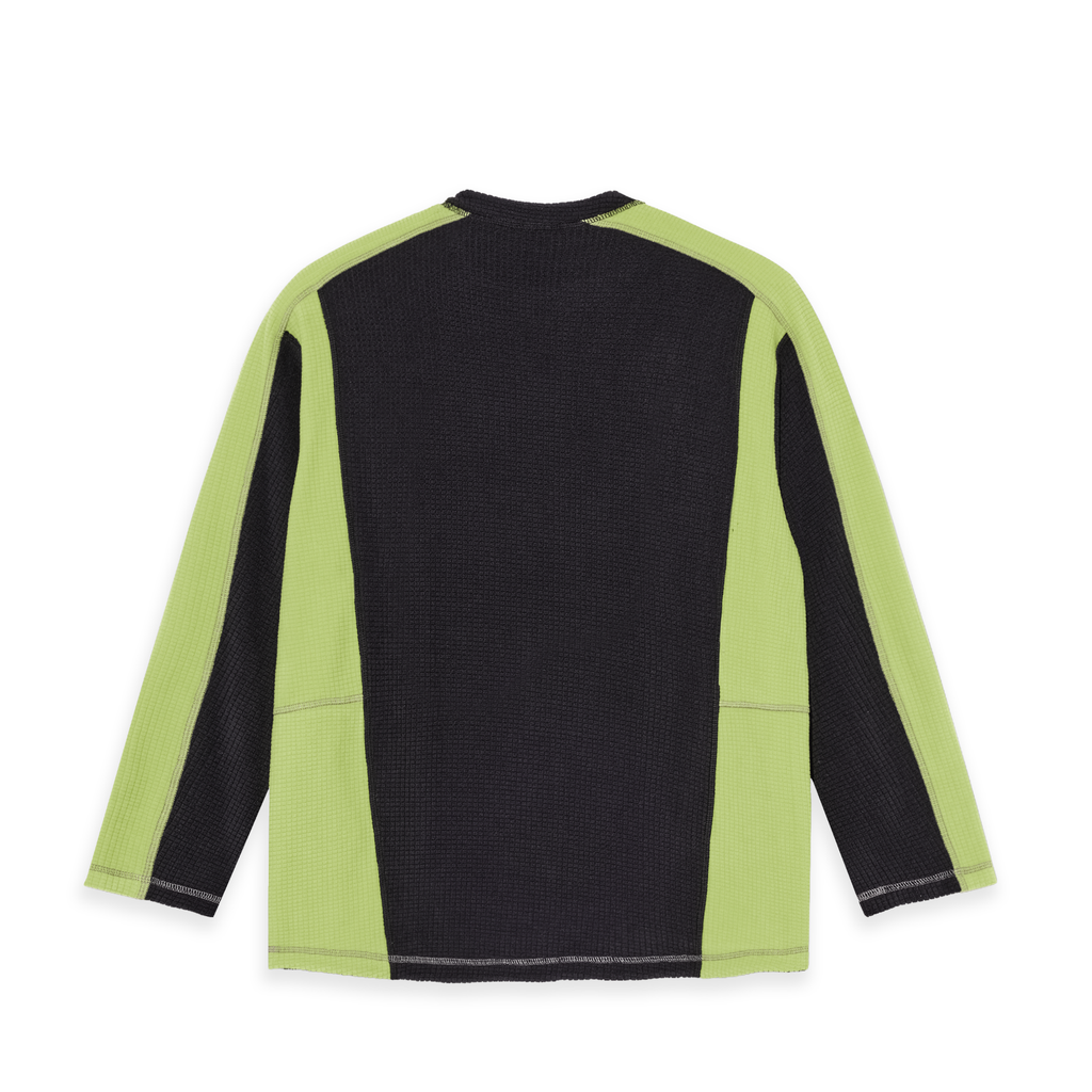 Grid Fleece Sweater - Black / Chartreuse