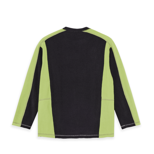 Grid Fleece Sweater - Black / Chartreuse