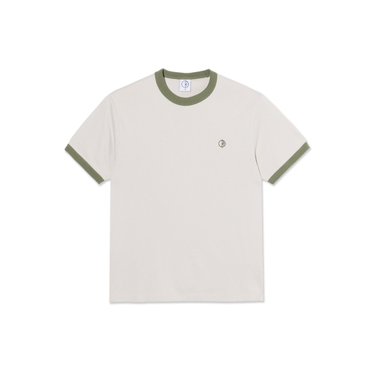 Ringer Tee - Pale Taupe / Army Green