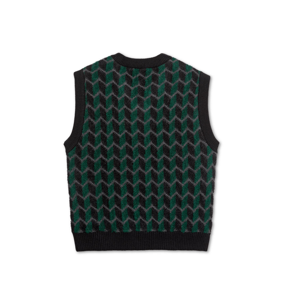 Knitted vest with v-neck, Dark Turquoise