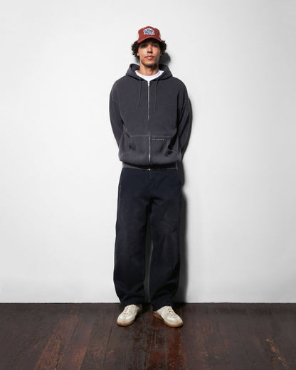 Waffle Zip-Thru Hood - Black Overdye