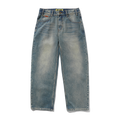 Relaxed Denim Jeans - Distressed Mid Blue