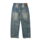 Relaxed Denim Jeans - Distressed Mid Blue