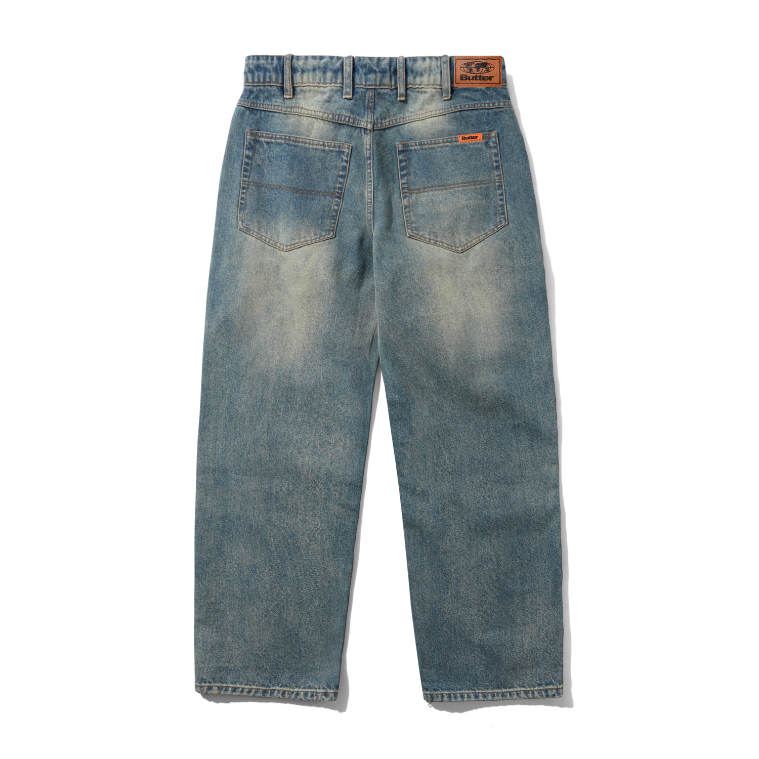 Relaxed Denim Jeans - Distressed Mid Blue
