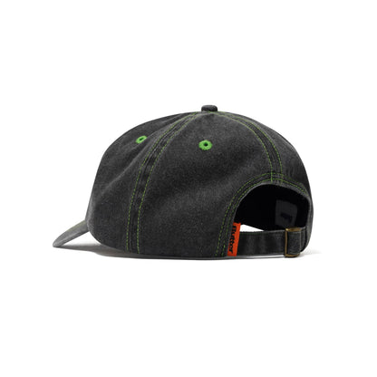 Rounded Logo 6 Panel Cap - Washed Black