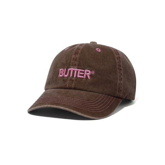 Rounded Logo 6 Panel Cap - Washed Brown