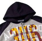 Jersey Raglan Zip Up Hoodie - Heather Grey