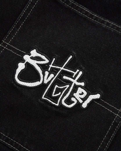 Scribble Denim Shorts - Washed Black