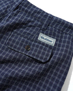 Seersucker Pleated Shorts - Navy Plaid