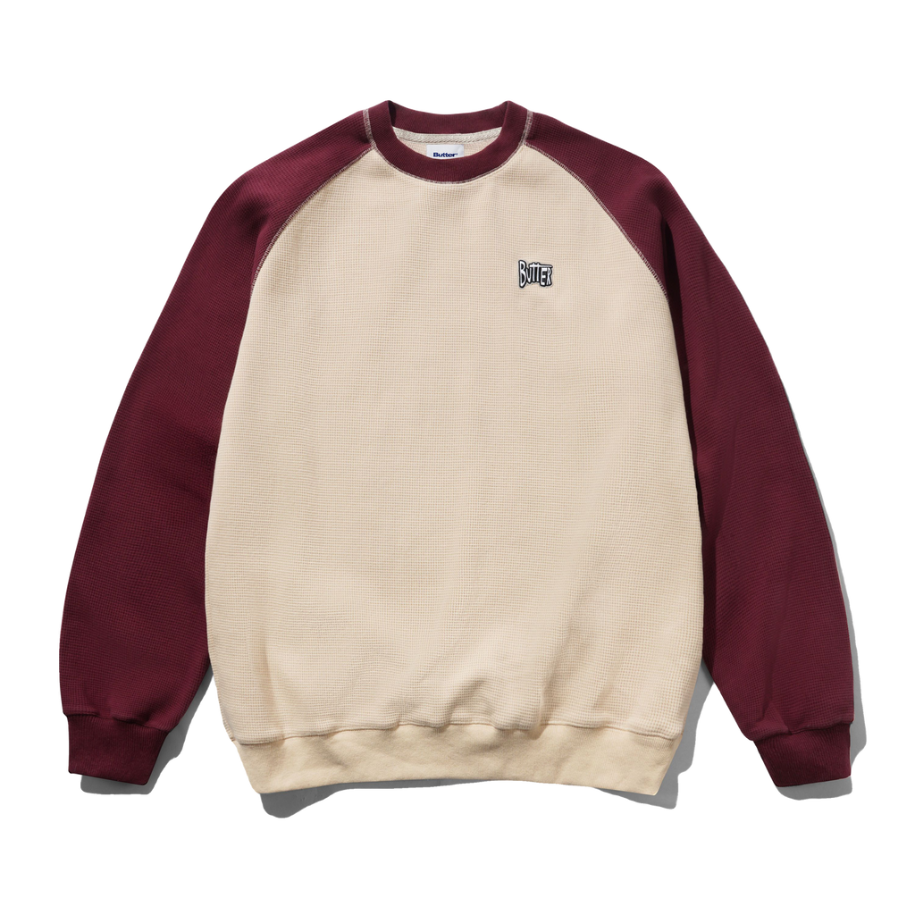Sketch Waffle Crewneck - Cream / Red
