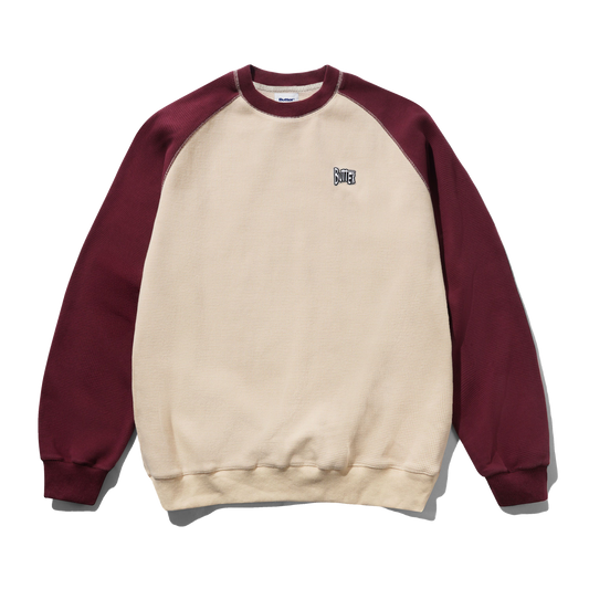 Sketch Waffle Crewneck - Cream / Red