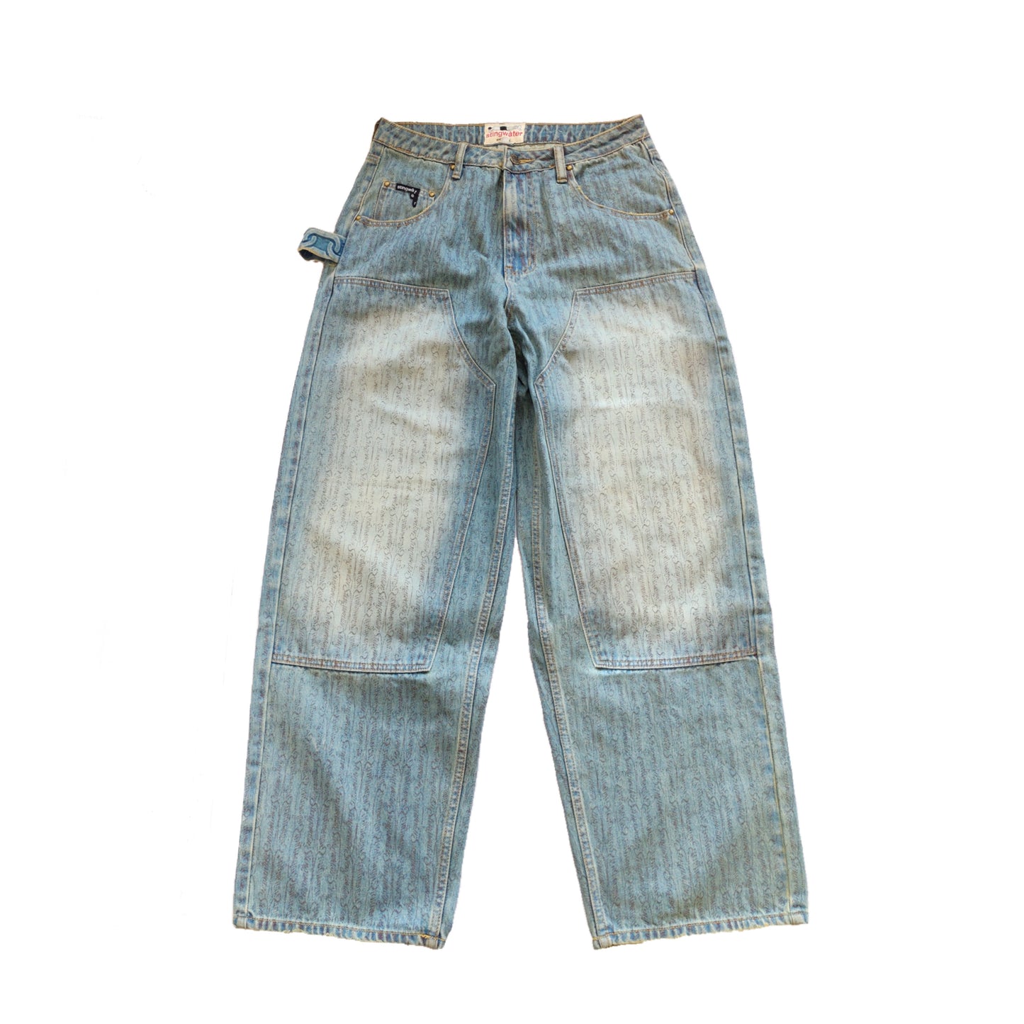 Script Double Knee Jeans - Acid Blue