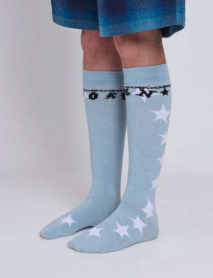 Charms Knee High Socks - Light Blue