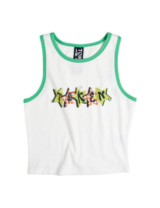 Pierced Tanktop - White / Green