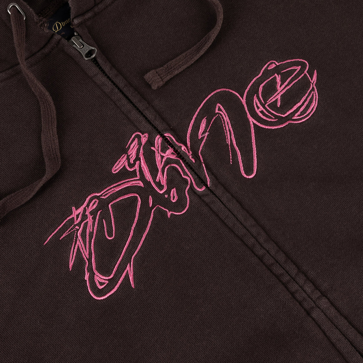 Distressed Terry Zip Hoodie - Acid Brown