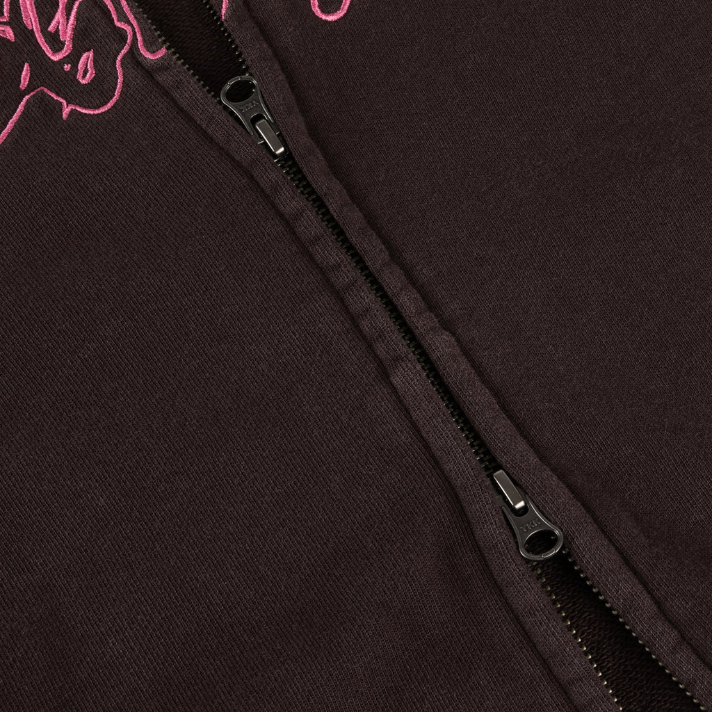 Distressed Terry Zip Hoodie - Acid Brown