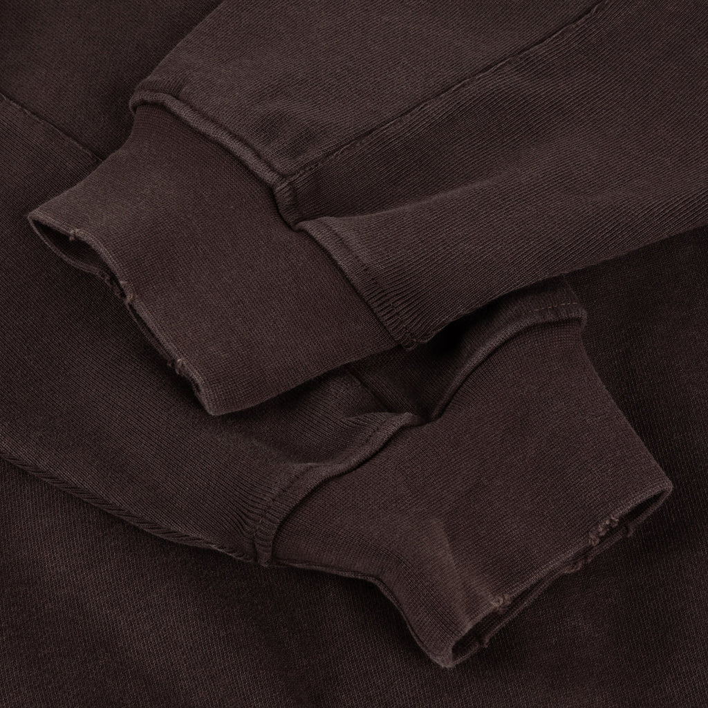 Distressed Terry Zip Hoodie - Acid Brown