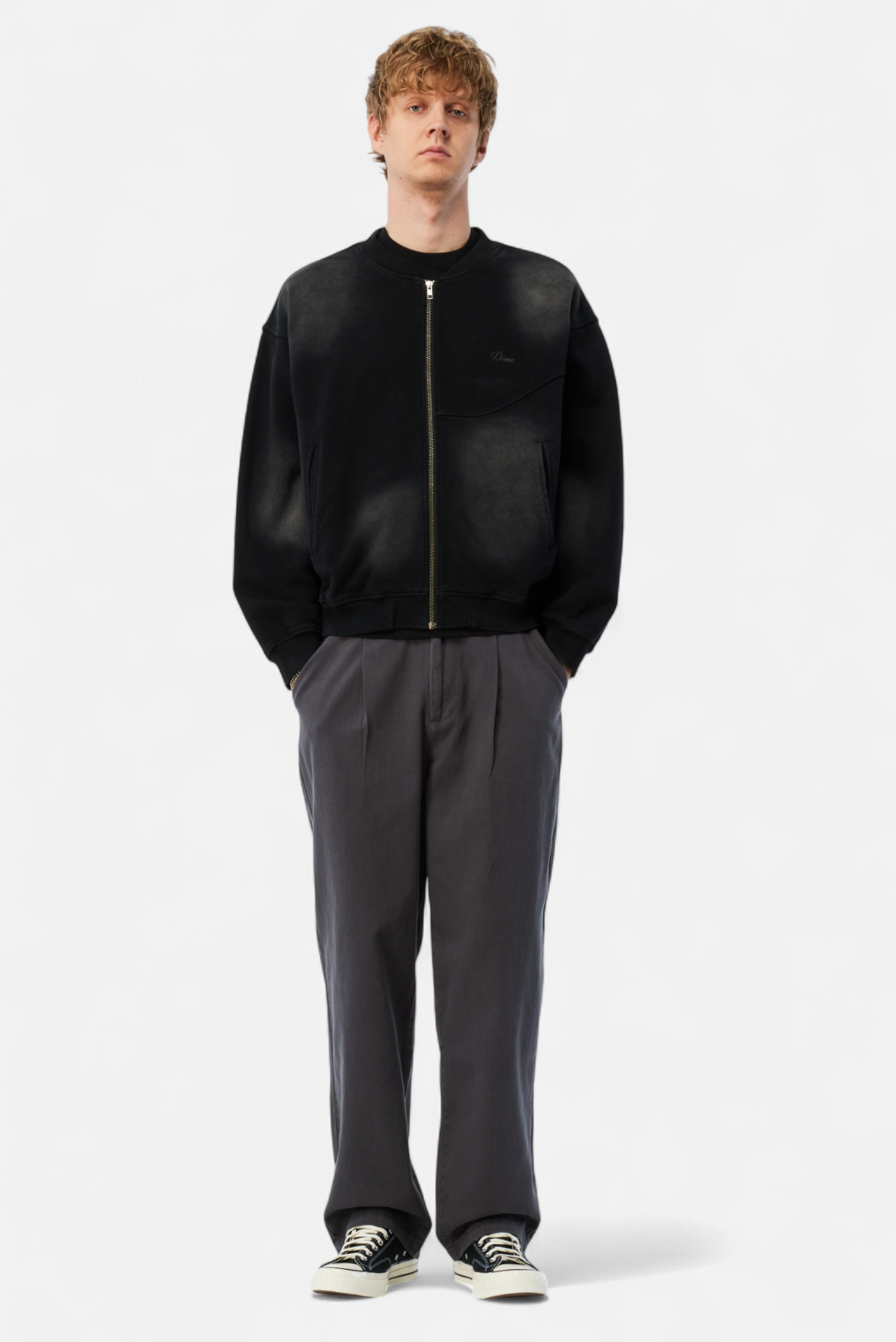 Faded Fleece Bomber - Black