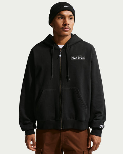 Fleece Full Zip Skate Hoodie - Black