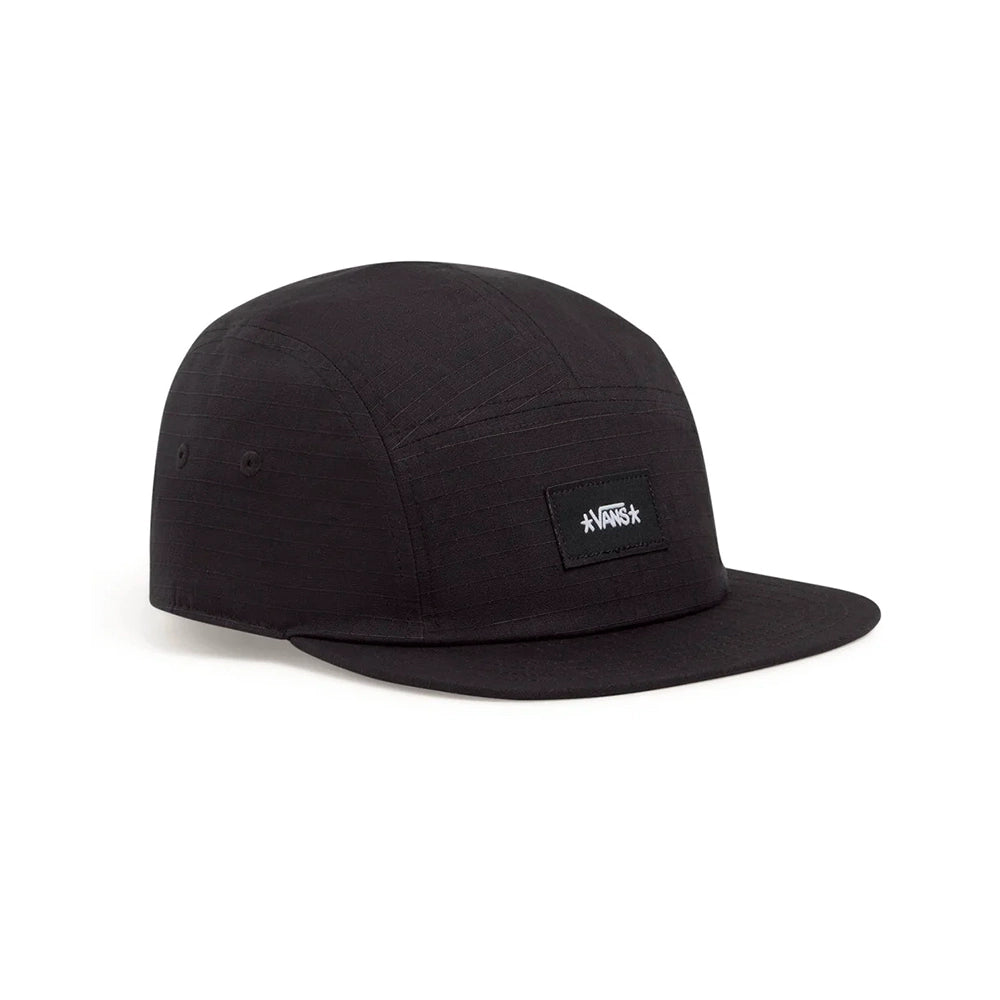 Black cap with a logo on a white background
