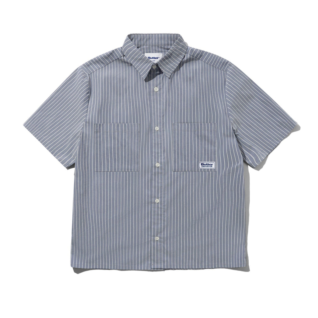 Vertical Stripe S/S Shirt - Stone Blue